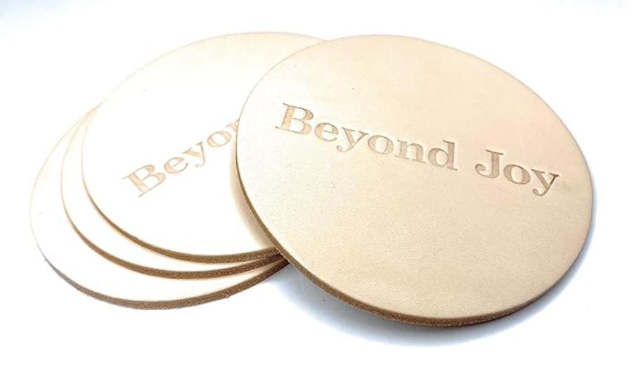 Vachetta Leather Coaster 4 Pack 100% Un-Dyed Natural Full-Grain Leather 4" Round