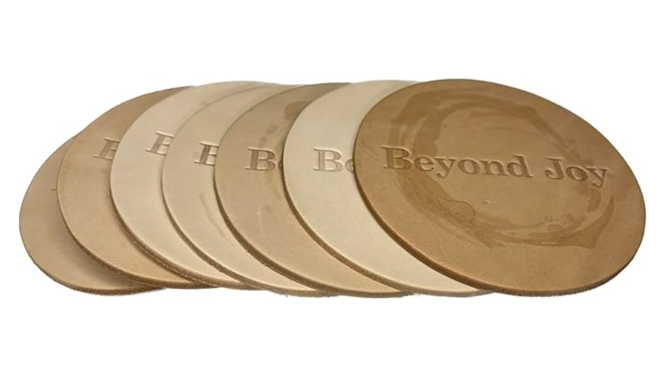 Vachetta Leather Coaster 4 Pack 100% Un-Dyed Natural Full-Grain Leather 4" Round