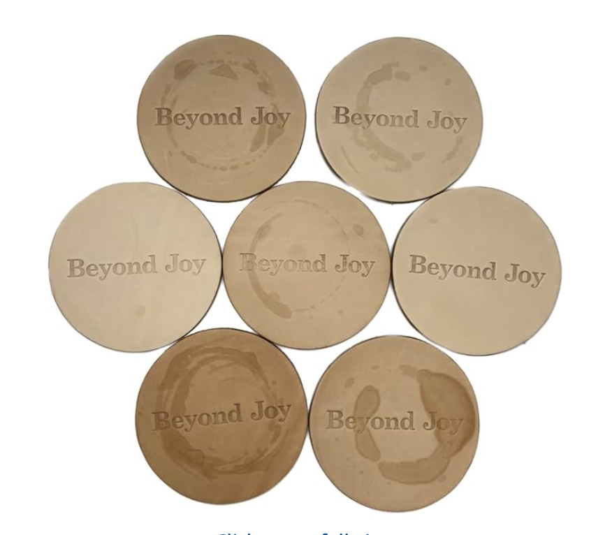 Vachetta Leather Coaster 4 Pack 100% Un-Dyed Natural Full-Grain Leather 4" Round