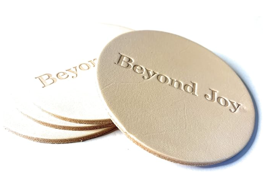 Vachetta Leather Coaster 4 Pack 100% Un-Dyed Natural Full-Grain Leather 4" Round