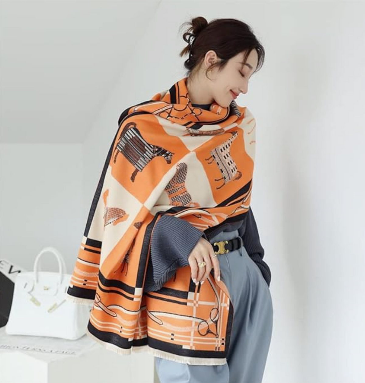 Beyond Joy Cashmere Substitute 100% Acrylic Shawl Scarf Double sided