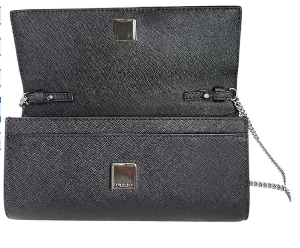 Tory Burch Women's Emerson Wallet on a Chain (Crossgrain Leather, Black)
