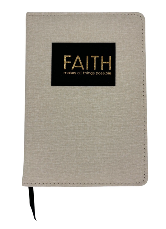 Aida + Jade “FAITH makes all things possible” 400 Pages Faux Linen Notebook