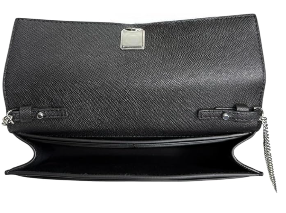 Tory Burch Women's Emerson Wallet on a Chain (Crossgrain Leather, Black)