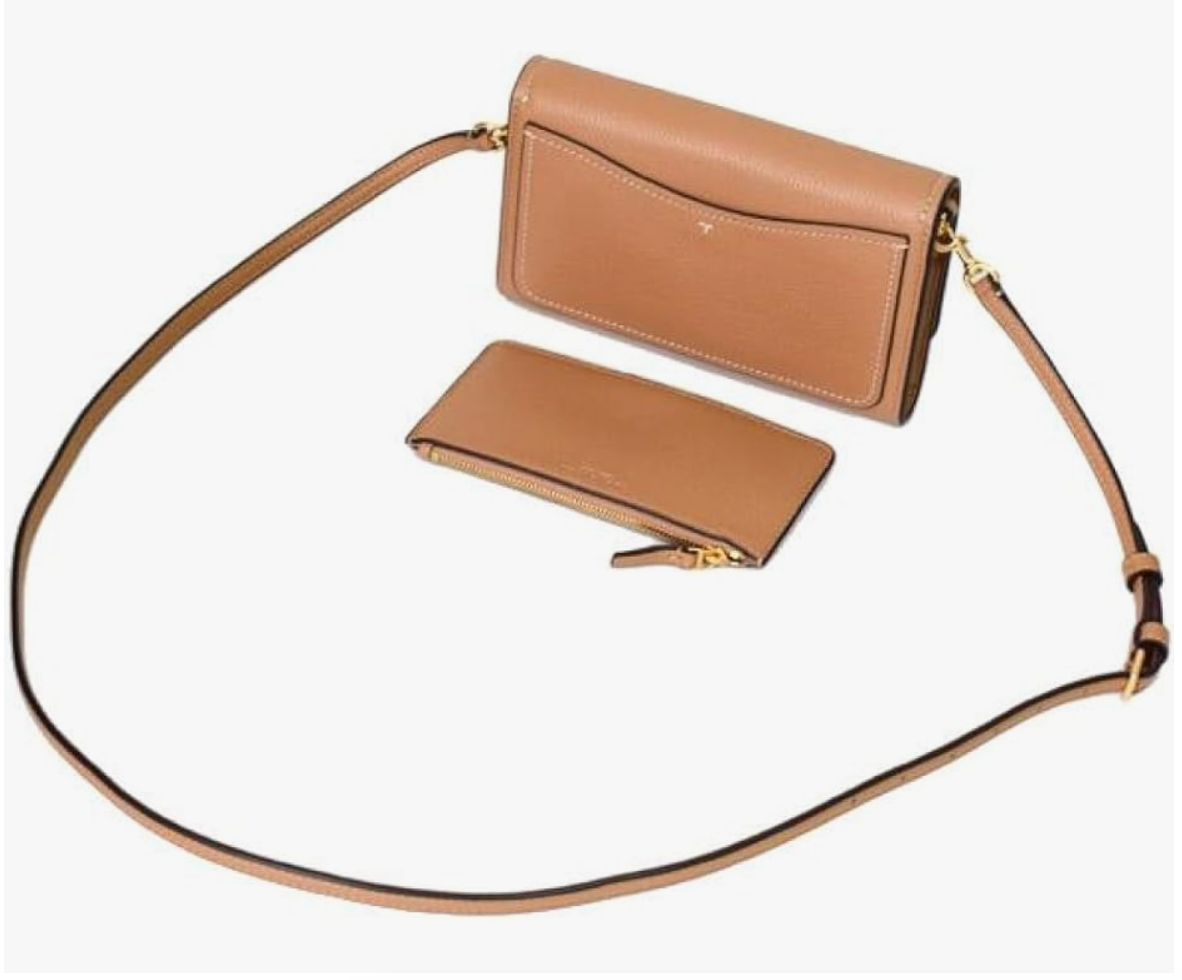 Tory Burch Thea Pebbled Leather With Gold-tone Hardware Crossbody & Wallet