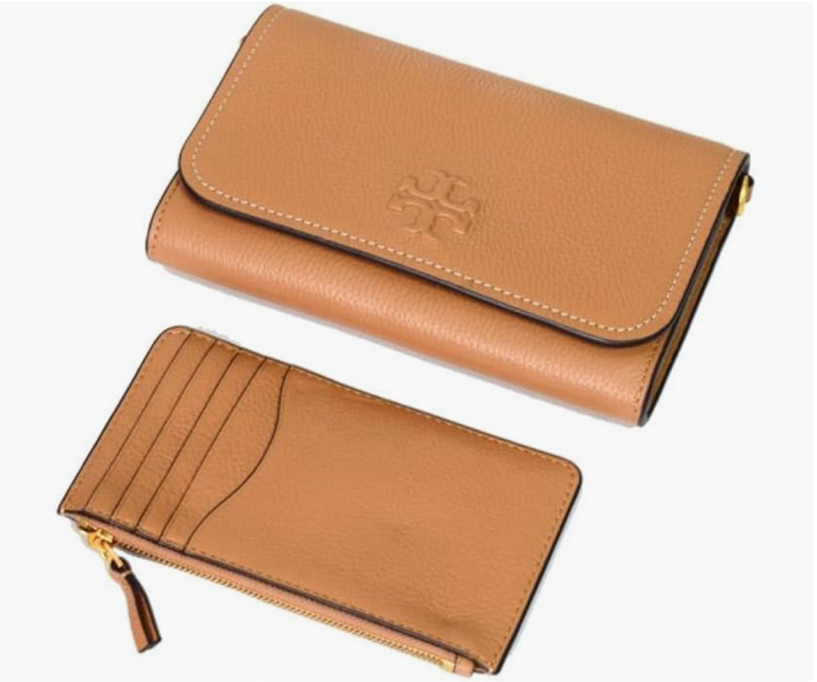 Tory Burch Thea Pebbled Leather With Gold-tone Hardware Crossbody & Wallet