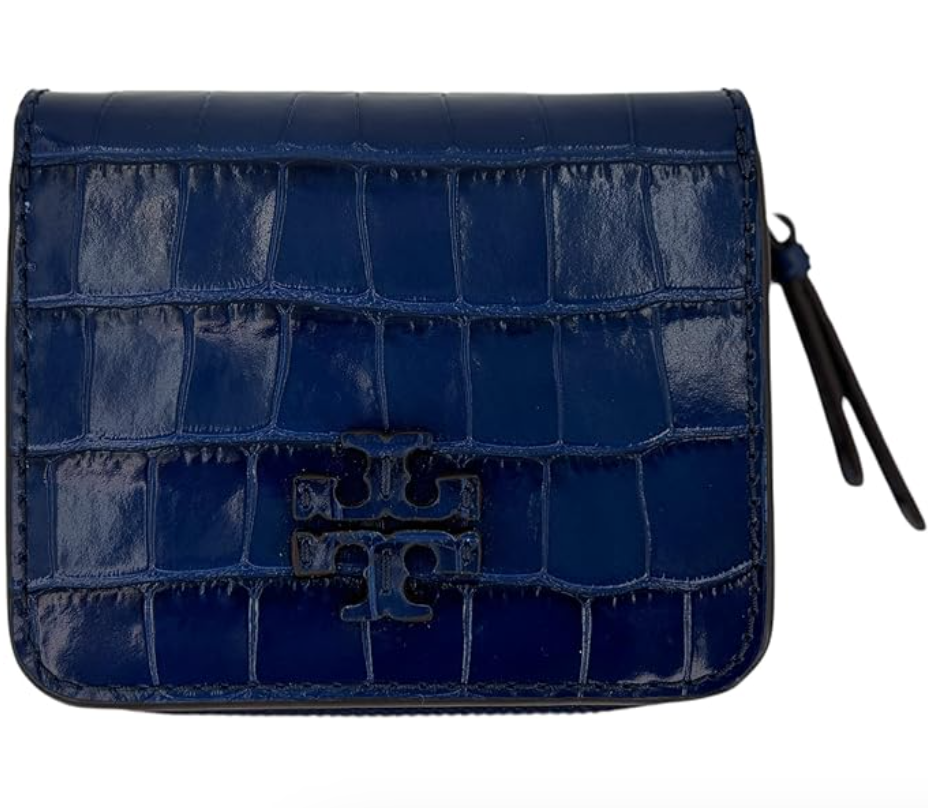 Tory Burch Thea Embossed Bi Fold Wallet Royal Navy