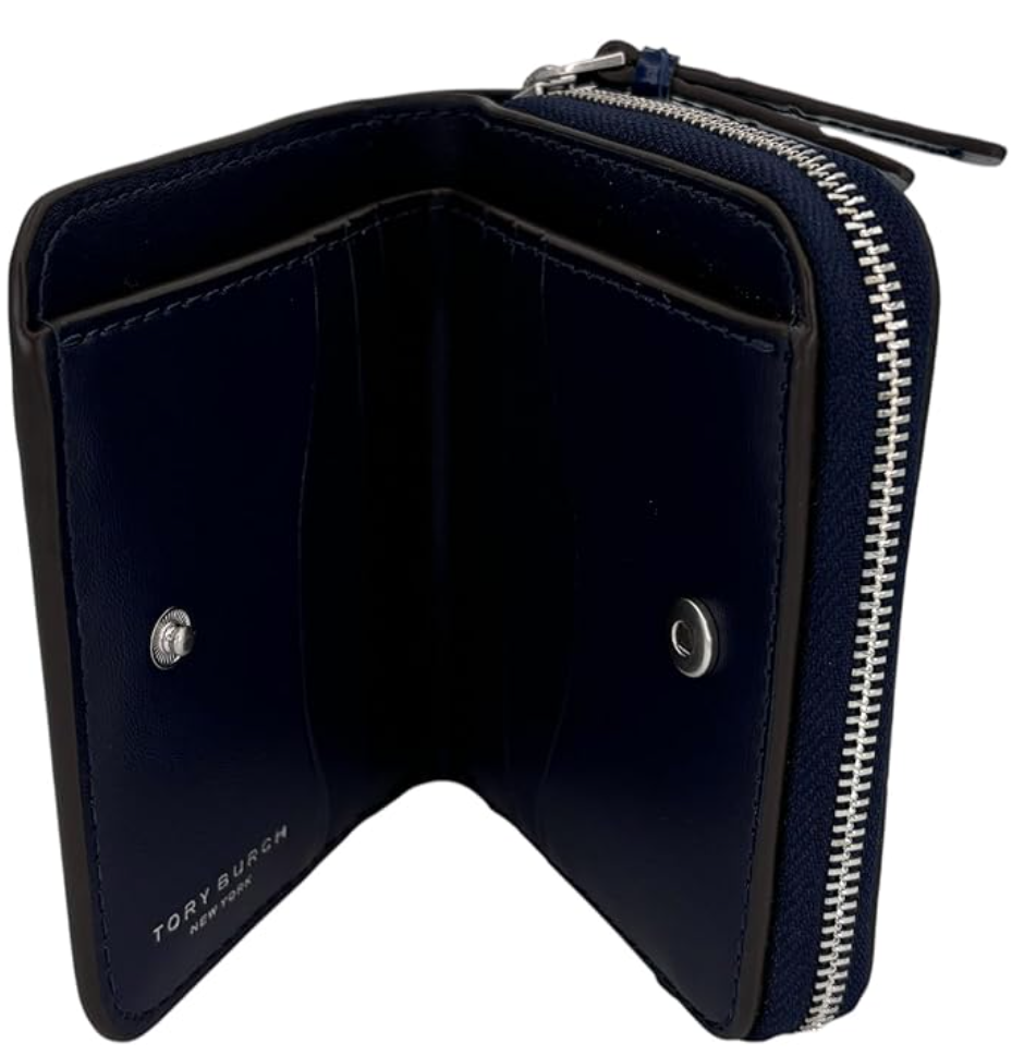 Tory Burch Thea Embossed Bi Fold Wallet Royal Navy