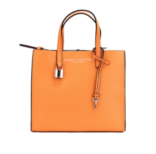 MARC JACOBS MINI GRIND Melon Coral Orange Silver Hardware SMALL TOTE