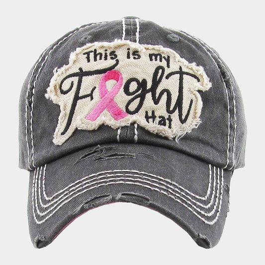 This Is My Fight Hat Message Pink Ribbon Accented Vintage Baseball Cap: Black