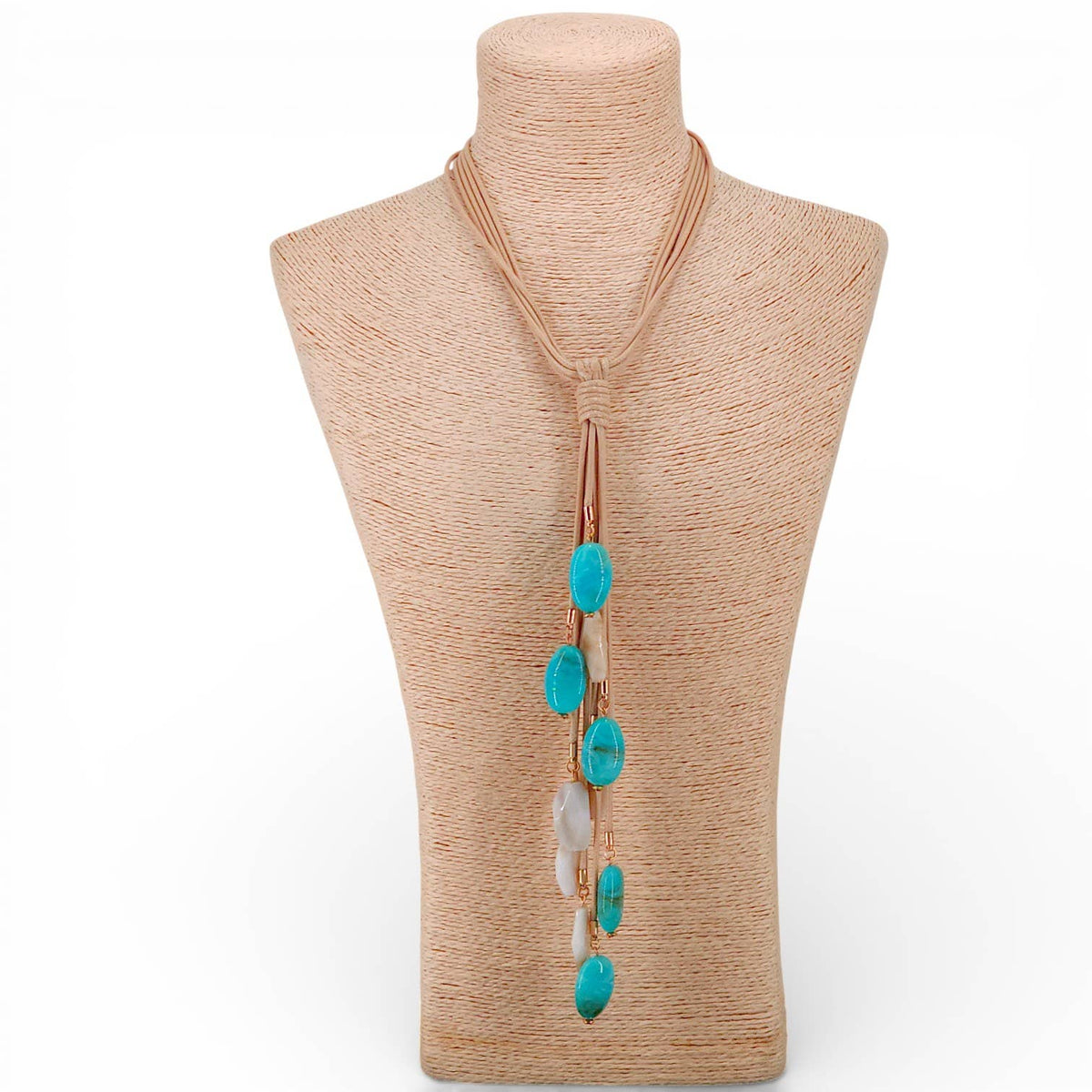 Long Turquoise Beaded Lariat | Summer Statement Necklace
