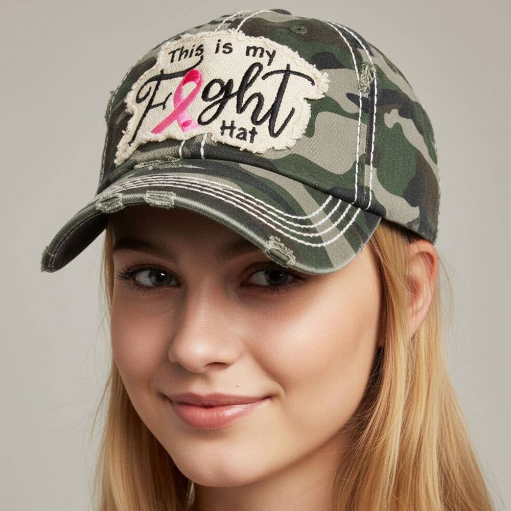 This Is My Fight Hat Message Pink Ribbon Accented Vintage Baseball Cap: Black