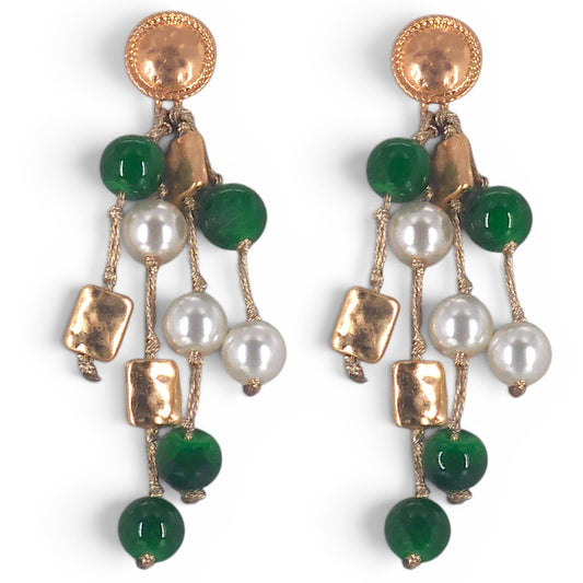 Coastal Green Pearl Earrings | Chunky Fall Statement Jewelry