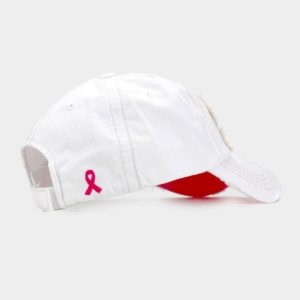 This Is My Fight Hat Message Pink Ribbon Accented Vintage Baseball Cap: Black