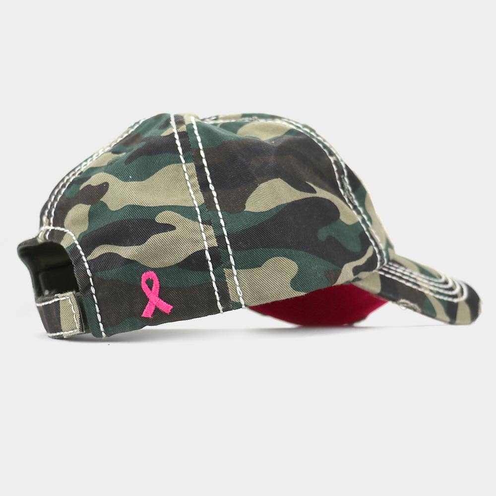 This Is My Fight Hat Message Pink Ribbon Accented Vintage Baseball Cap: Black