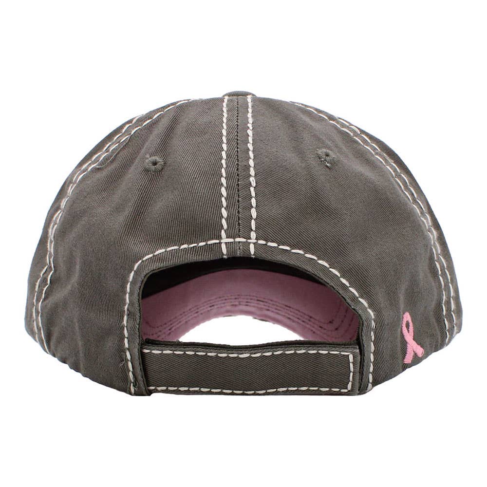 This Is My Fight Hat Message Pink Ribbon Accented Vintage Baseball Cap: Black