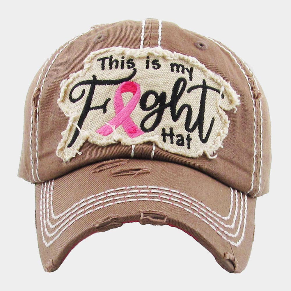 This Is My Fight Hat Message Pink Ribbon Accented Vintage Baseball Cap: Black