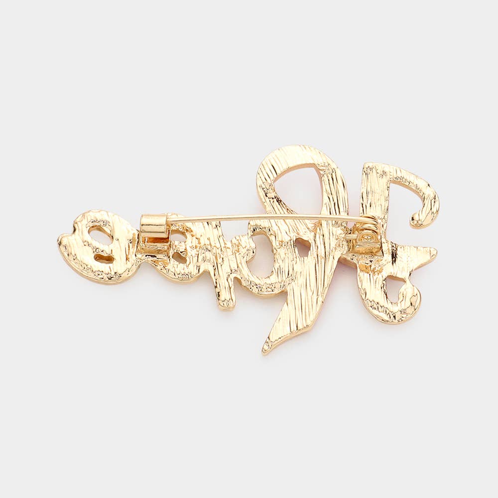 Enamel Metal Pink Ribbon Pointed Hope Message Pin Brooch: Light,Pink,Rhodium