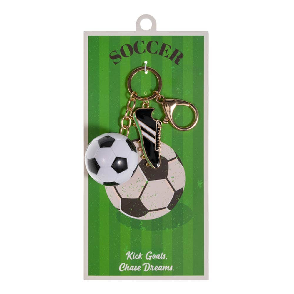 Soccer Ball Shoes Charm Keychain Bag Charm: Jet Black