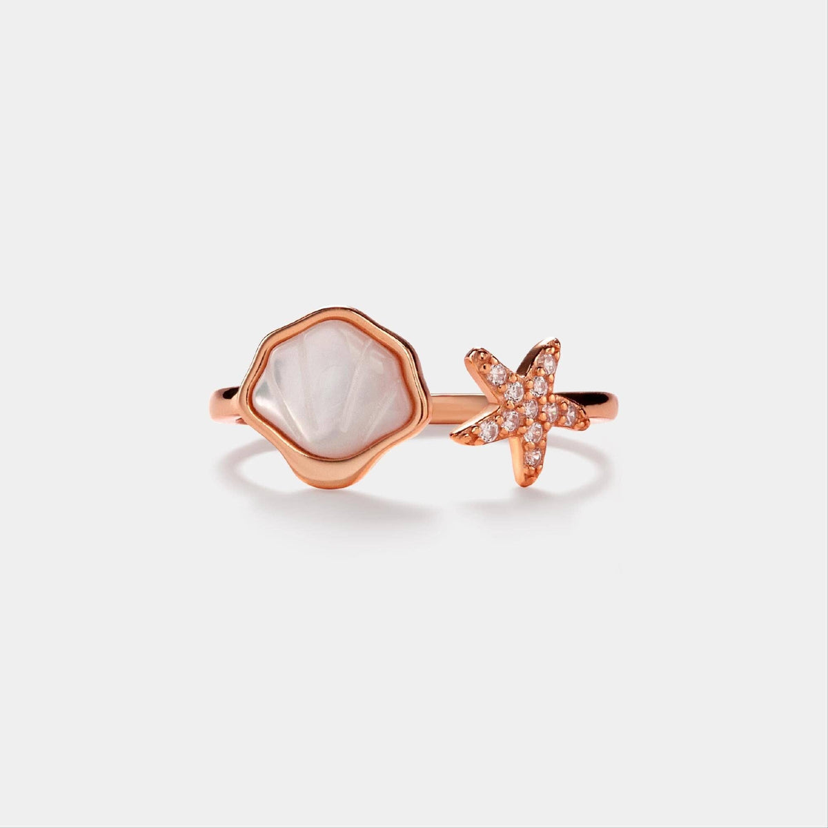 Mother of Pearl Shell Starfish Ring in 925 Sterling Silver: Silver