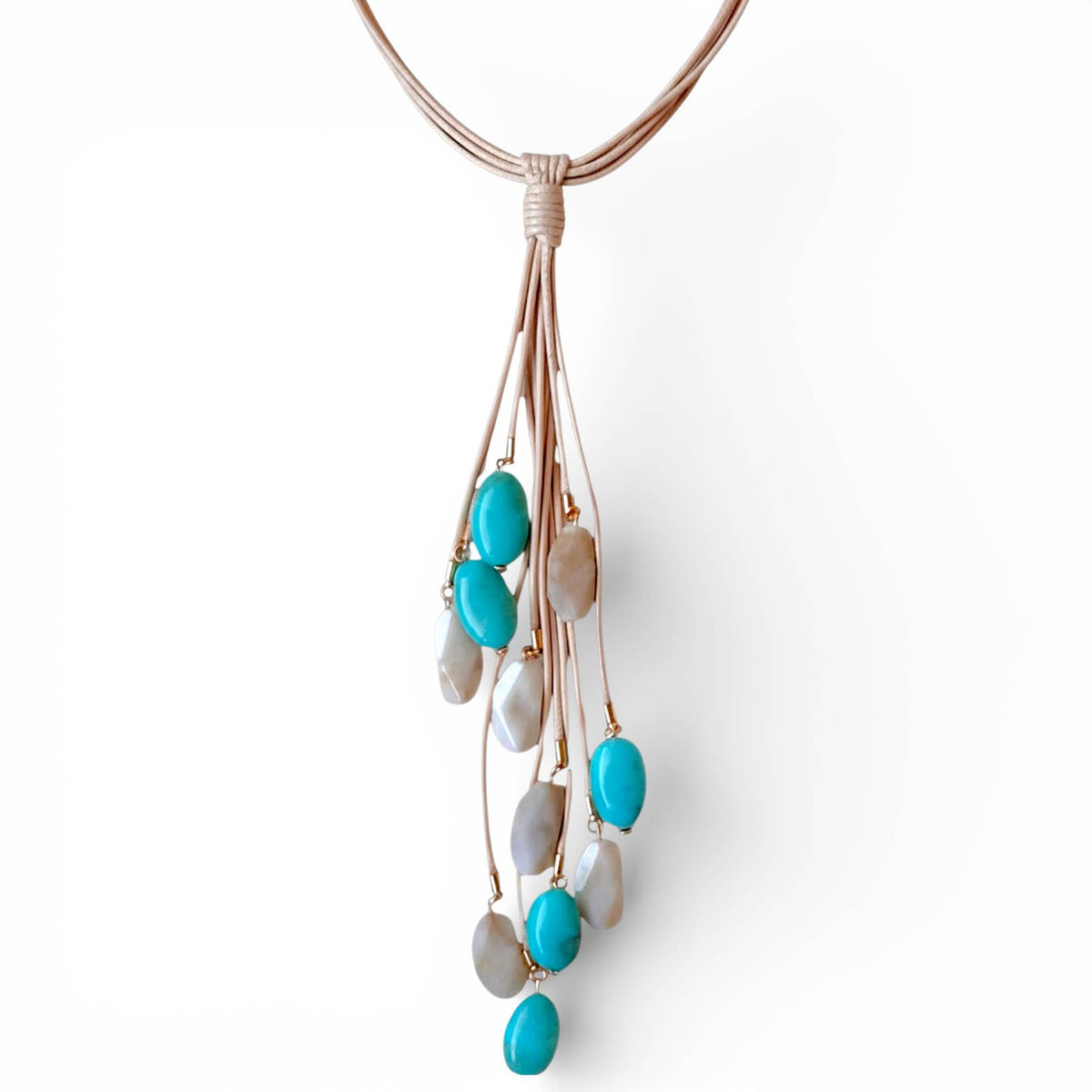 Long Turquoise Beaded Lariat | Summer Statement Necklace