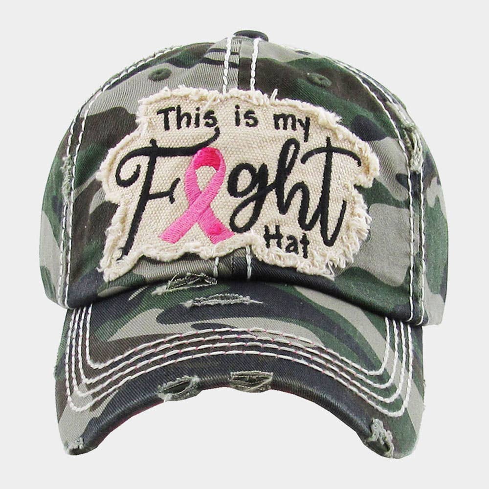 This Is My Fight Hat Message Pink Ribbon Accented Vintage Baseball Cap: Black