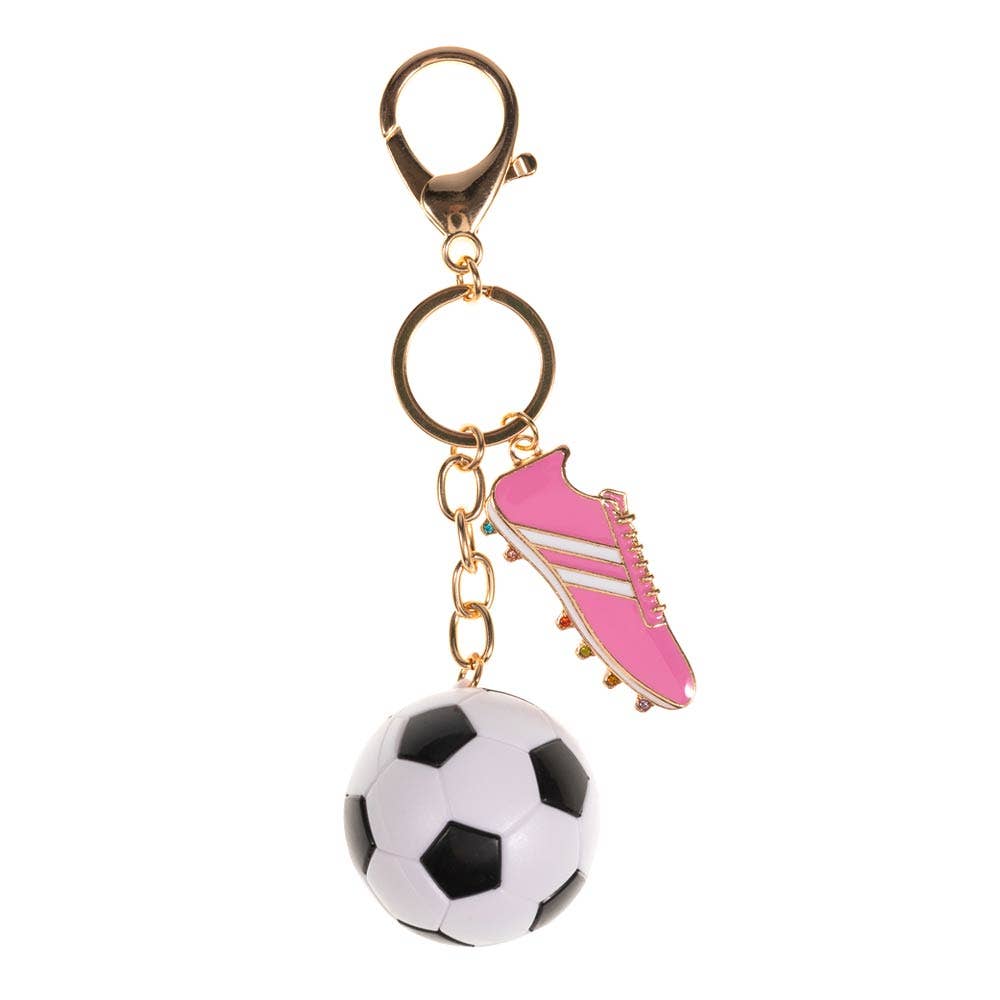 Soccer Ball Shoes Charm Keychain Bag Charm: Jet Black