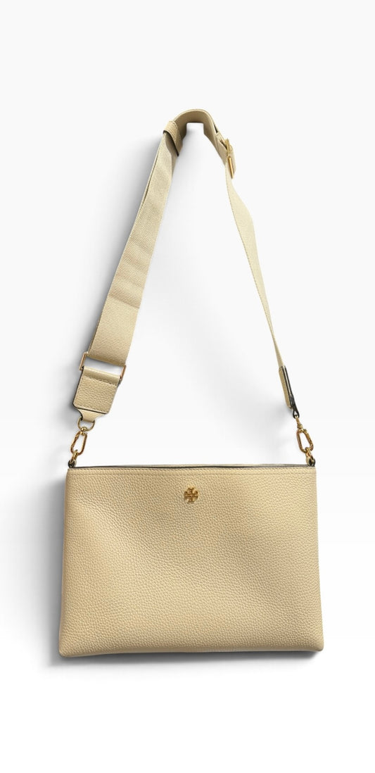 Tory Burch Blake Swingpack Pebble Leather Crossbody Shoulder Bag Ivory Pre-owned