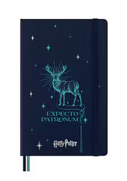 Moleskine Limited Edition Harry Potter Expecto Patronum spell Notebook with glow in the dark special-effect, Hard Cover, Ruled, Large (5" x 8.25"), Petrolum Blue, 176 pages