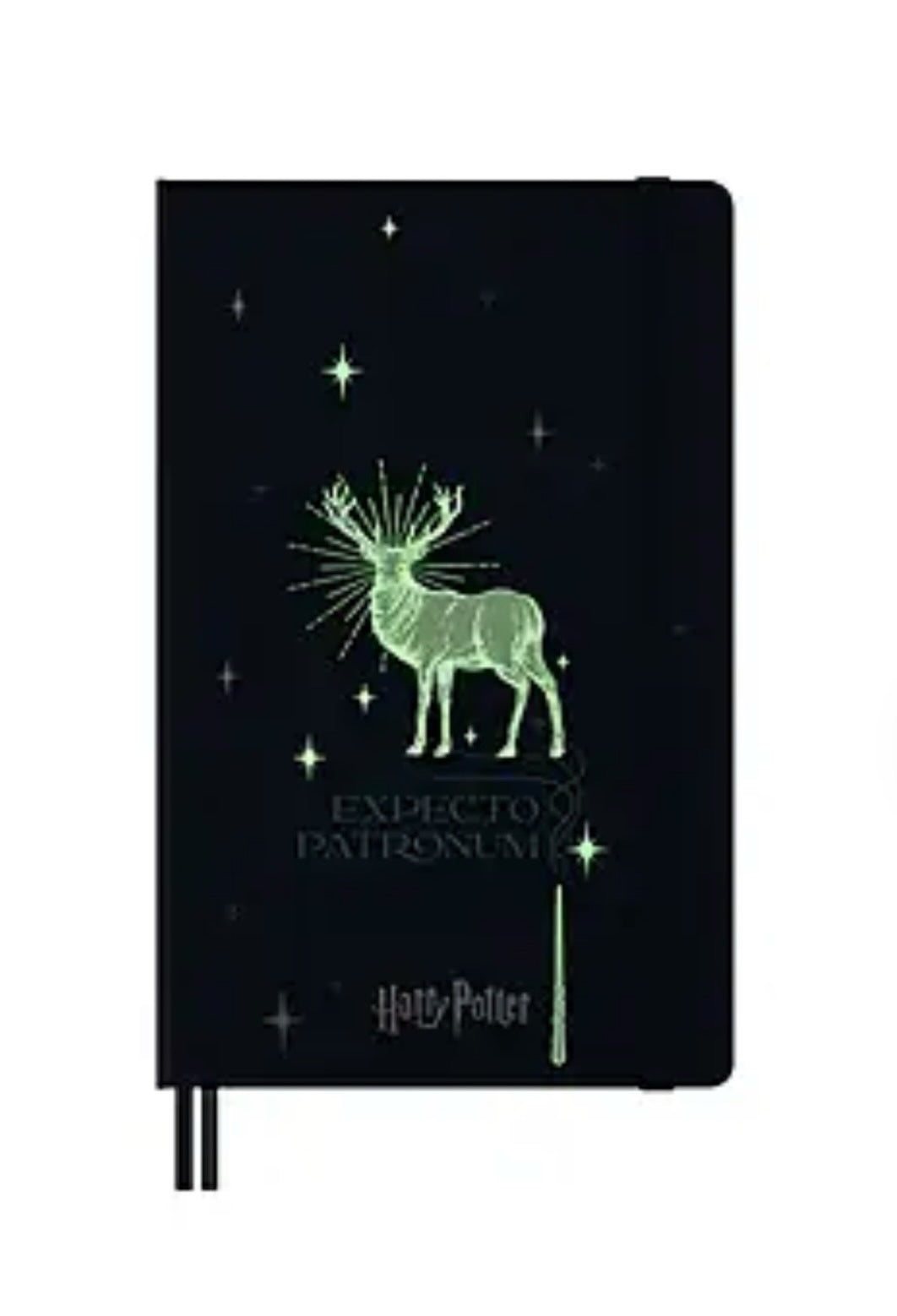 Moleskine Limited Edition Harry Potter Expecto Patronum spell Notebook with glow in the dark special-effect, Hard Cover, Ruled, Large (5" x 8.25"), Petrolum Blue, 176 pages