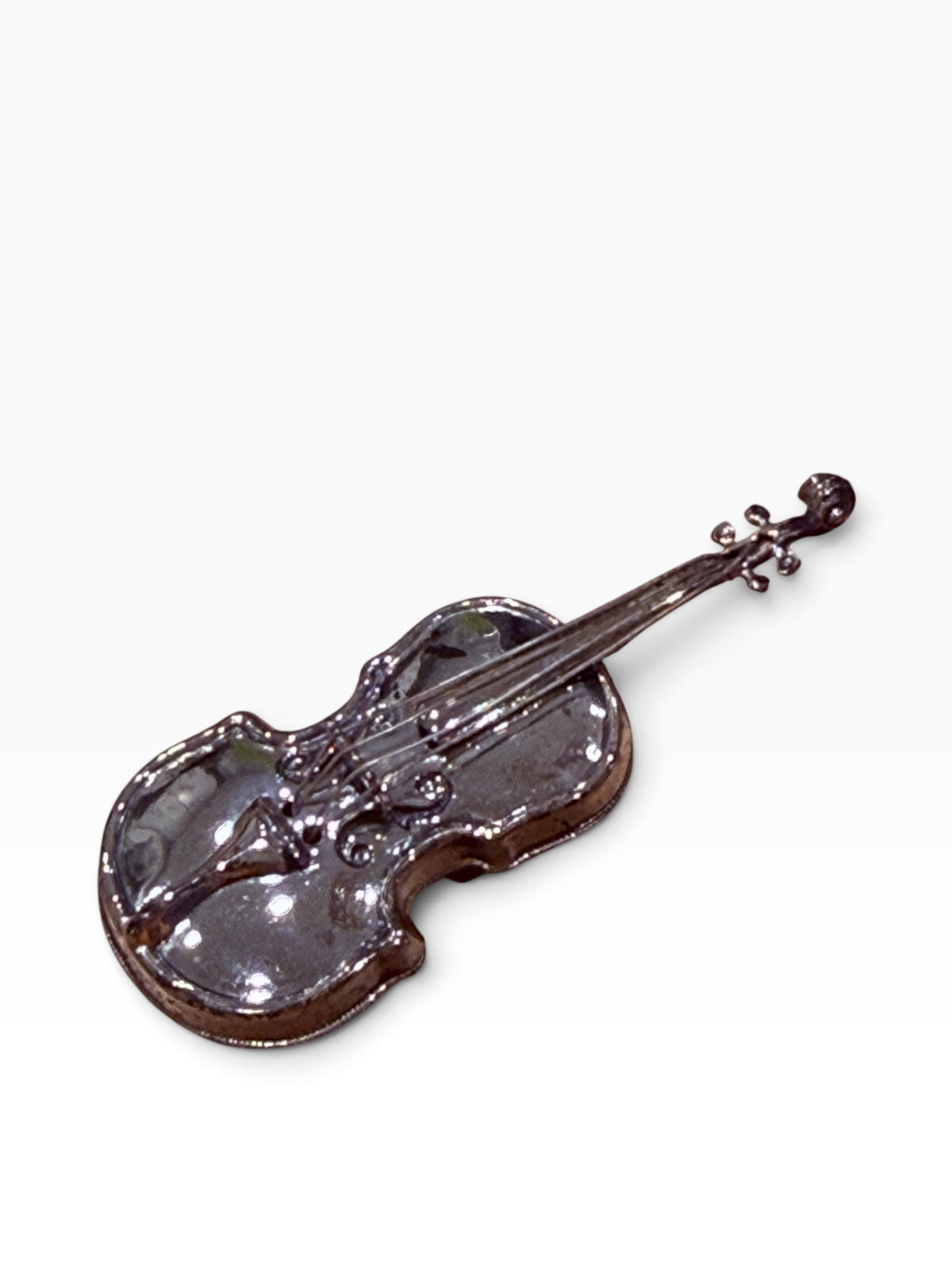 Pre-owned Beau Violin Brooch Sterling Silver