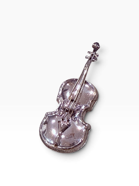 Pre-owned Beau Violin Brooch Sterling Silver