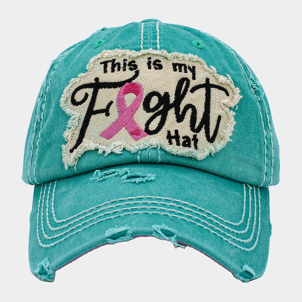 This Is My Fight Hat Message Pink Ribbon Accented Vintage Baseball Cap: Black