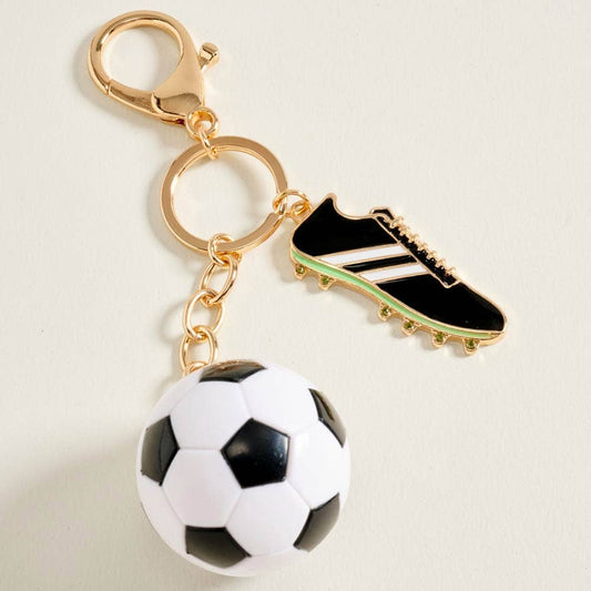 Soccer Ball Shoes Charm Keychain Bag Charm: Jet Black
