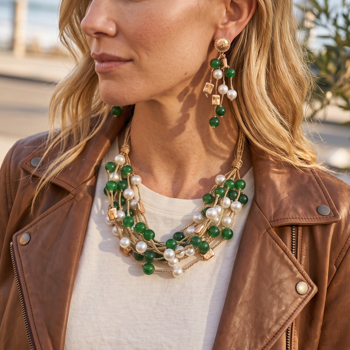 Coastal Green Pearl Earrings | Chunky Fall Statement Jewelry