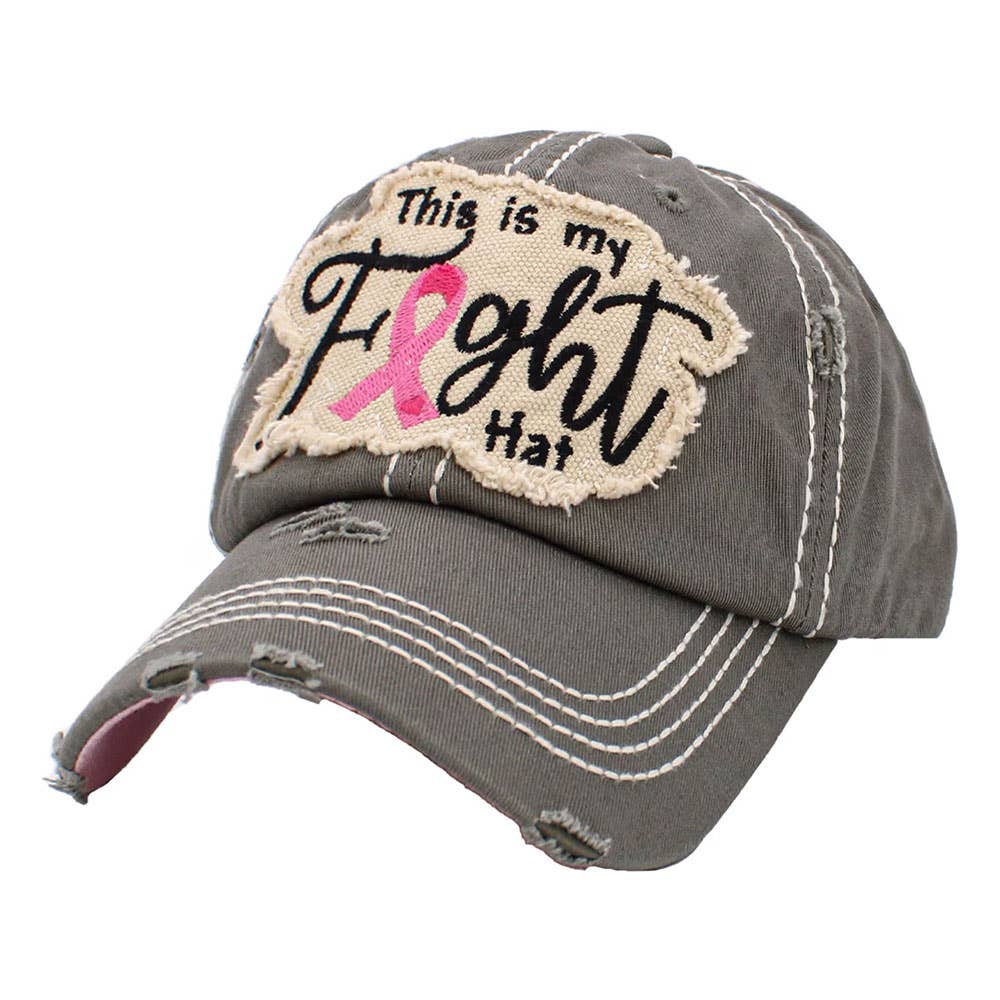 This Is My Fight Hat Message Pink Ribbon Accented Vintage Baseball Cap: Black