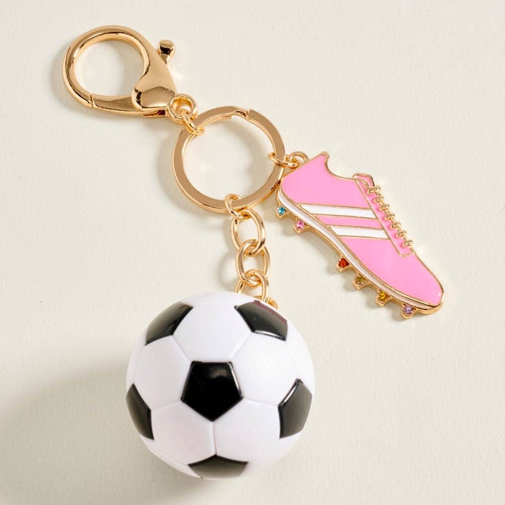 Soccer Ball Shoes Charm Keychain Bag Charm: Jet Black