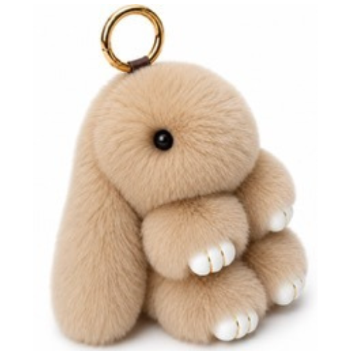 Floppy Ear Bunny Bag Charm: Beige