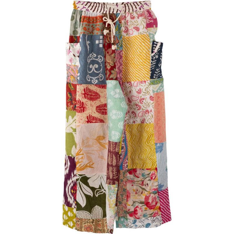 STRAIGHT LEG COTTON PATCHWORK PANTS
