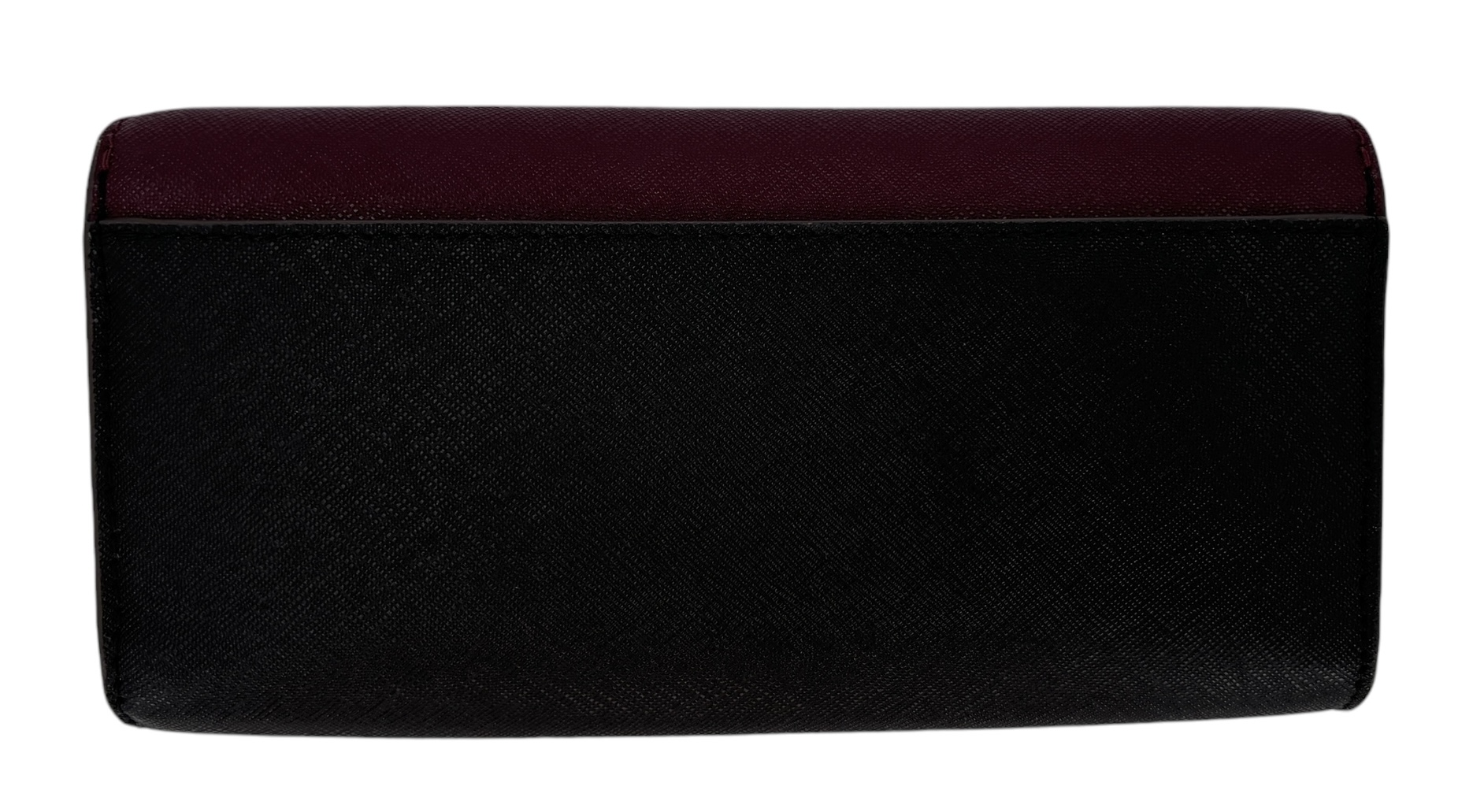 Tory Burch Emerson Color-Block Wallet On A Chain 157097 Port 889 One Size Burgundy & Black w Taupe Suede on the Side & Leather interior w Gold Hardware/Chain - Image 4
