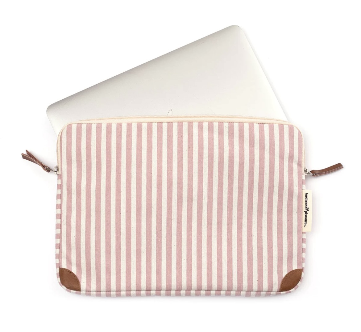Business & Pleasure Co. THE LAPTOP SLEEVE - Lauren's Pink Stripe - Image 6