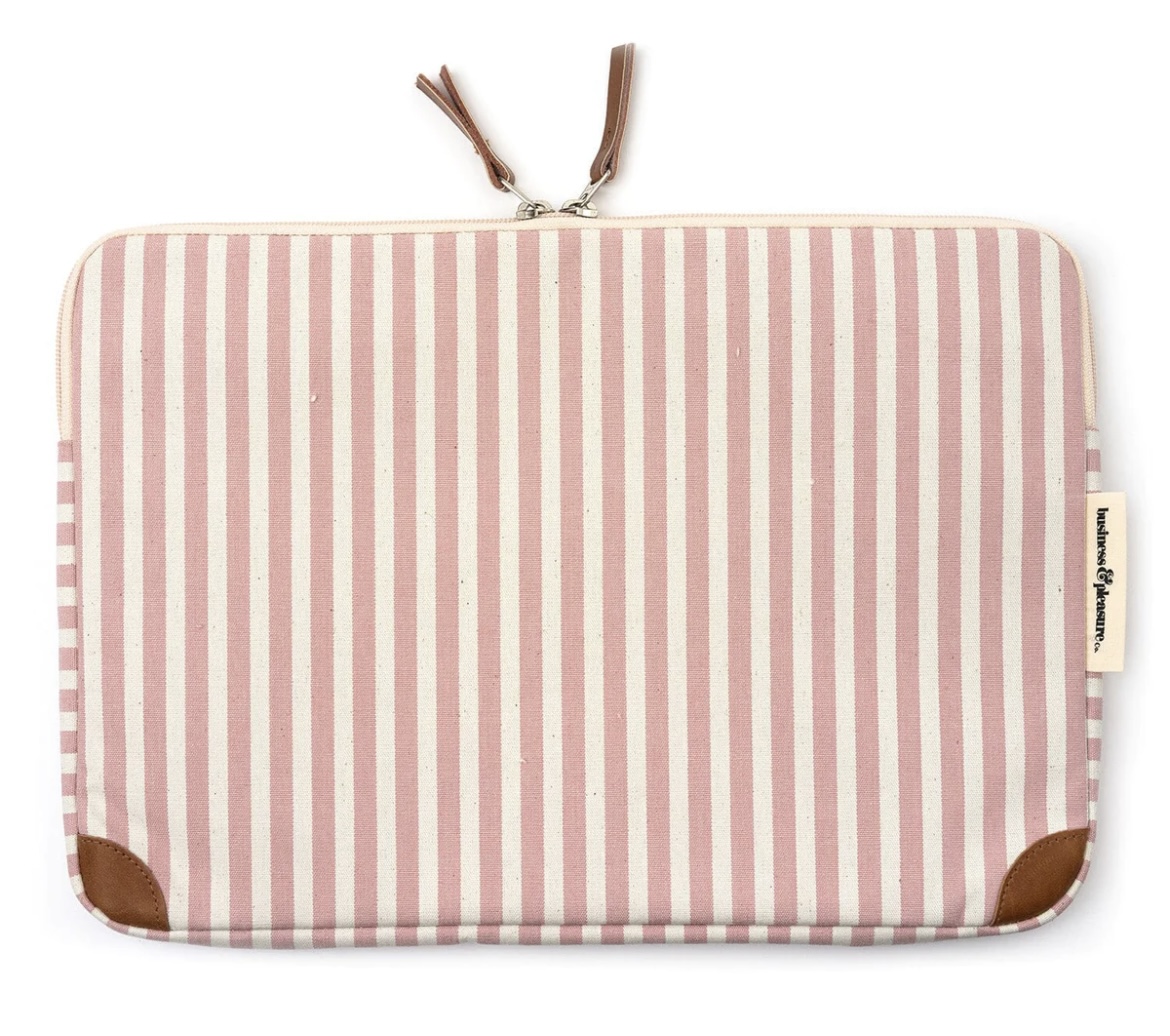 Business & Pleasure Co. THE LAPTOP SLEEVE - Lauren's Pink Stripe