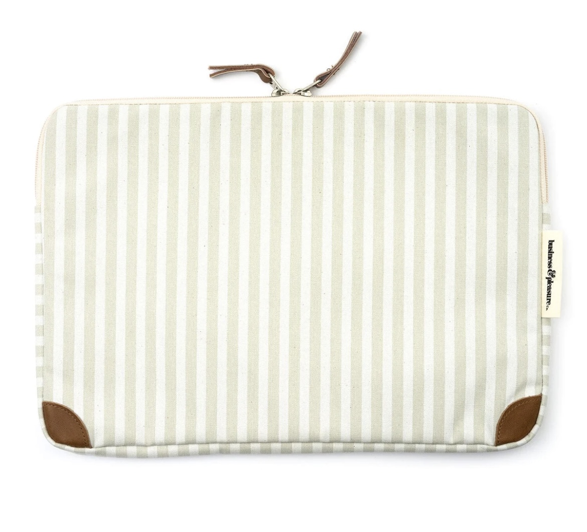 Business & Pleasure Co. THE LAPTOP SLEEVE - Lauren's Sage Stripe