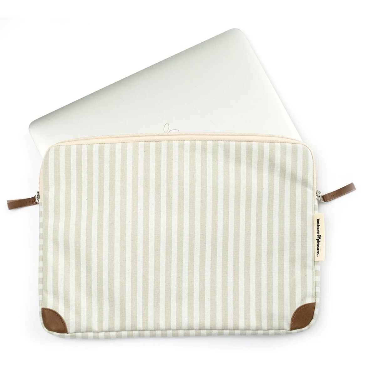 Business & Pleasure Co. THE LAPTOP SLEEVE - Lauren's Sage Stripe - Image 5