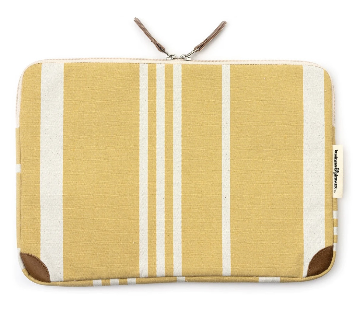 Business & Pleasure Co. THE LAPTOP SLEEVE - Vintage Yellow STRIPE - Image 3
