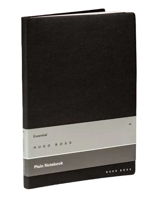 Hugo Boss Black Plain Notebook Essential A5 Vegan Leather Cover 160 Pages (80m/m2) 148 x 210mm Pagemark