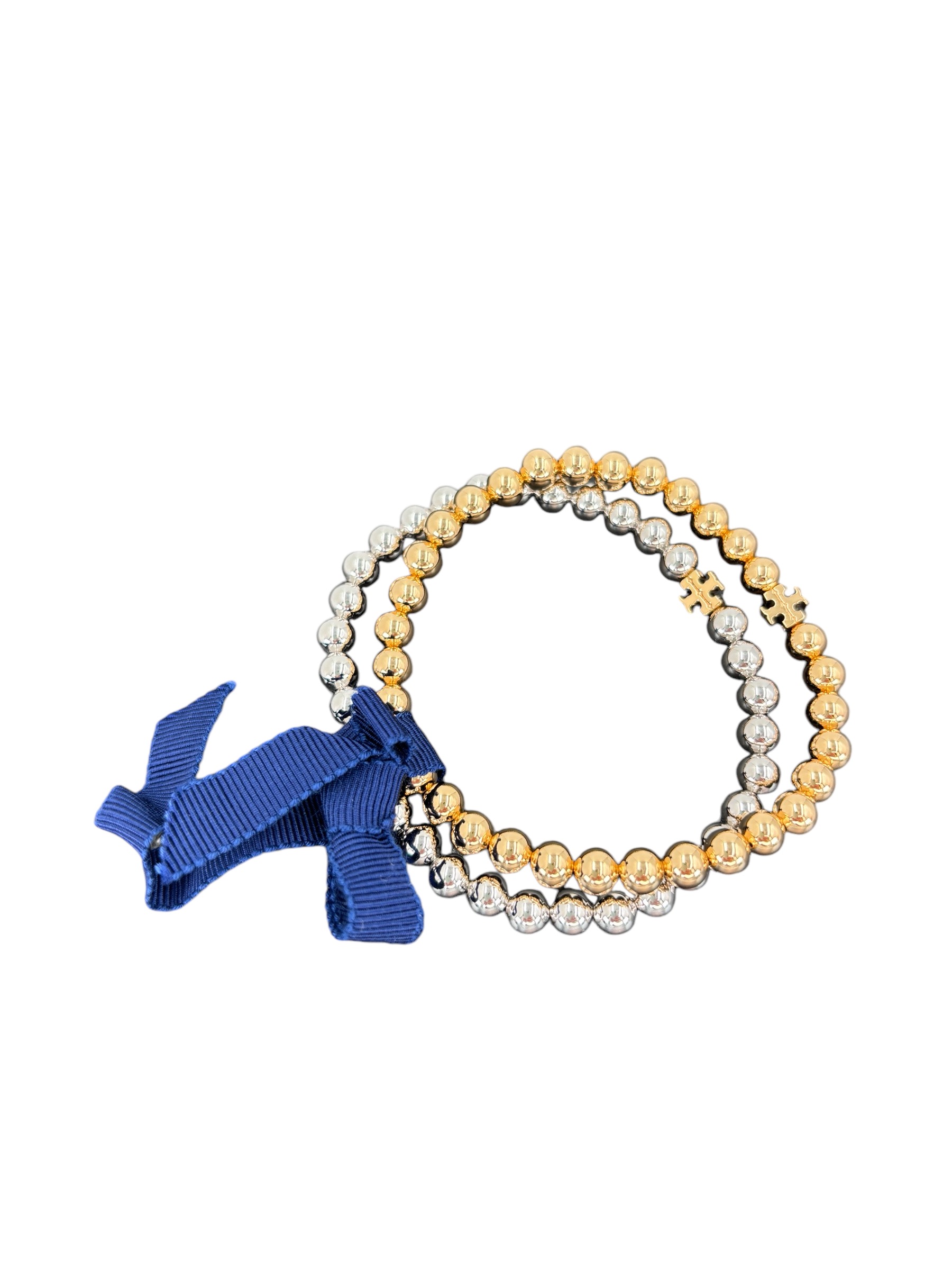 Tory Burch 79088 Tory Silver & Gold Women's Metal Gumdrop Bracelet Set, One Size - Image 4