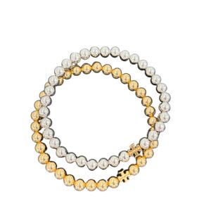 Tory Burch 79088 Tory Silver & Gold Women's Metal Gumdrop Bracelet Set, One Size