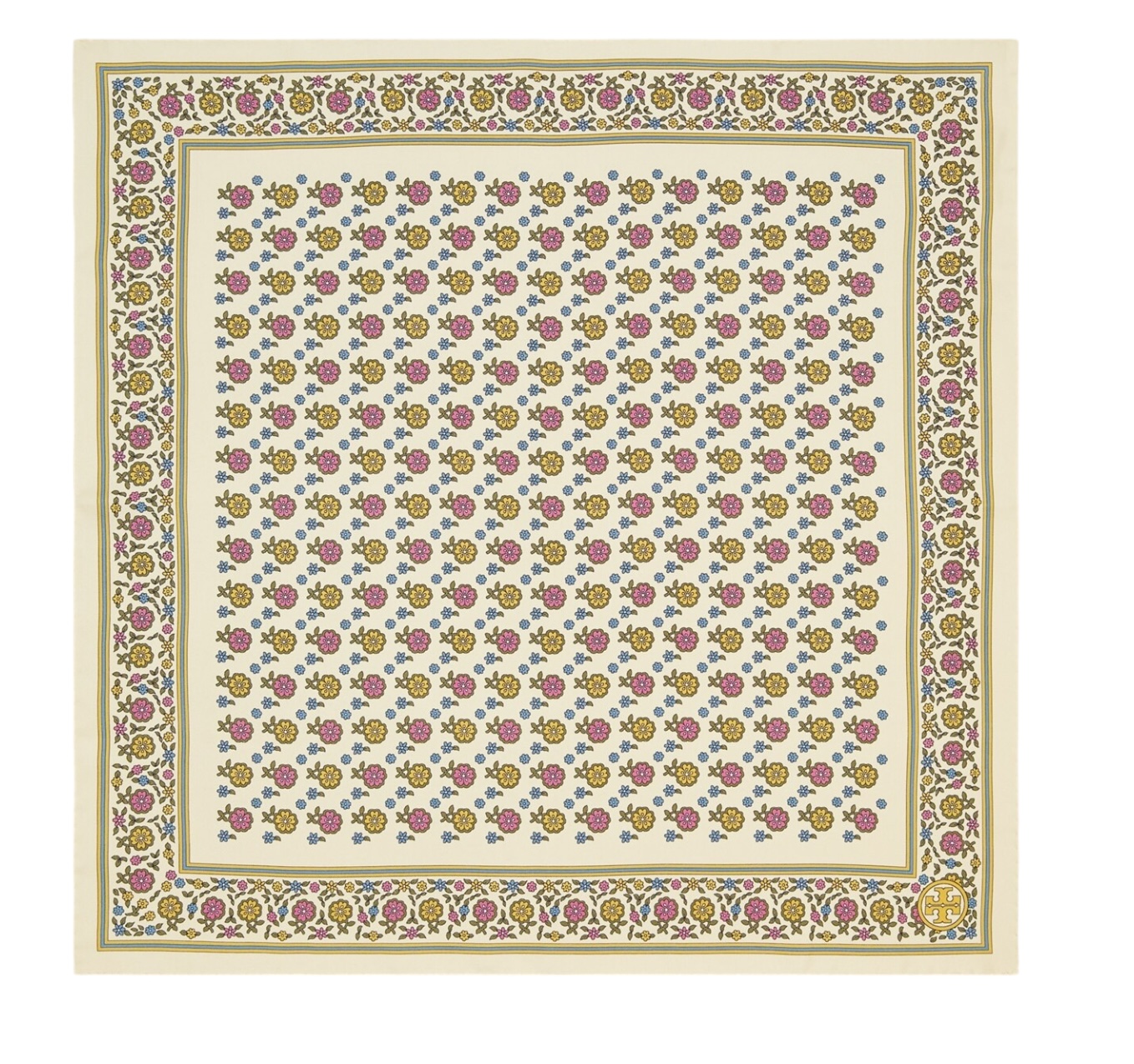 Tory Burch Ditsy Floral Silk Neckerchief Cream, One Size - Image 2