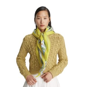 Tory Burch Souvenir Silk Square Scarf Acid Lemon